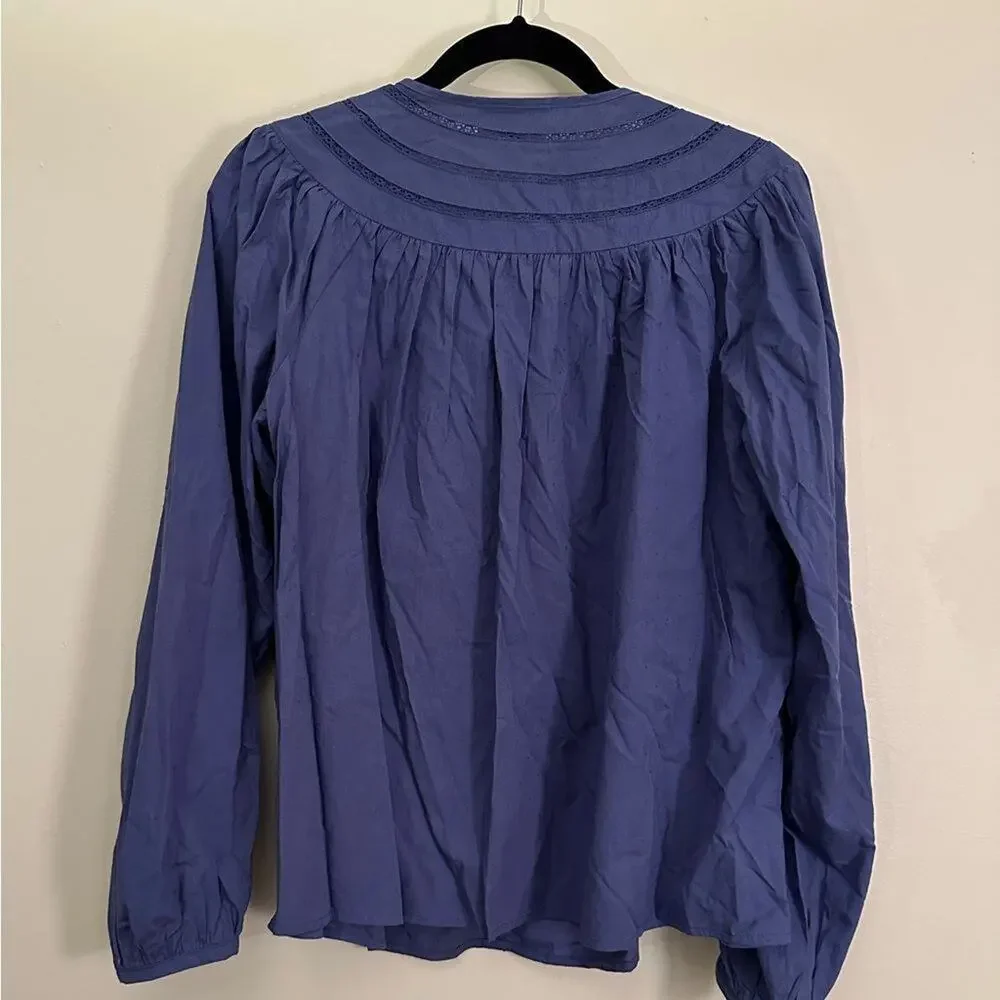 Universal Thread Blue Peasant Top Prairie Blouse Cottagecore Shirt Size M - Picture 5 of 10